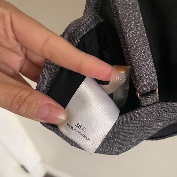 Shade & Shore 36C Bikini Top Dark Gray Metallic Finish Wired Adjustable Strap - Picture 4 of 7